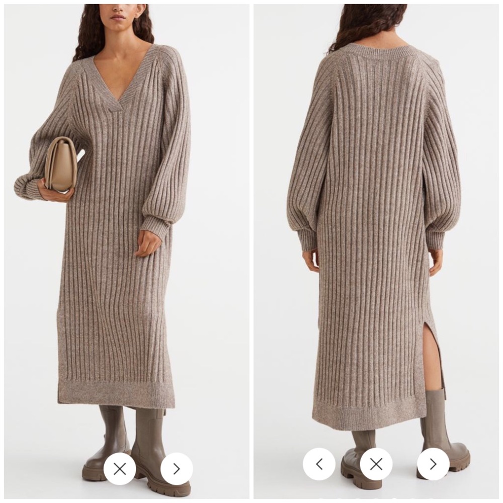 H&M beige melange rib-knit dress NWT Size XXL - Picture 3 of 5